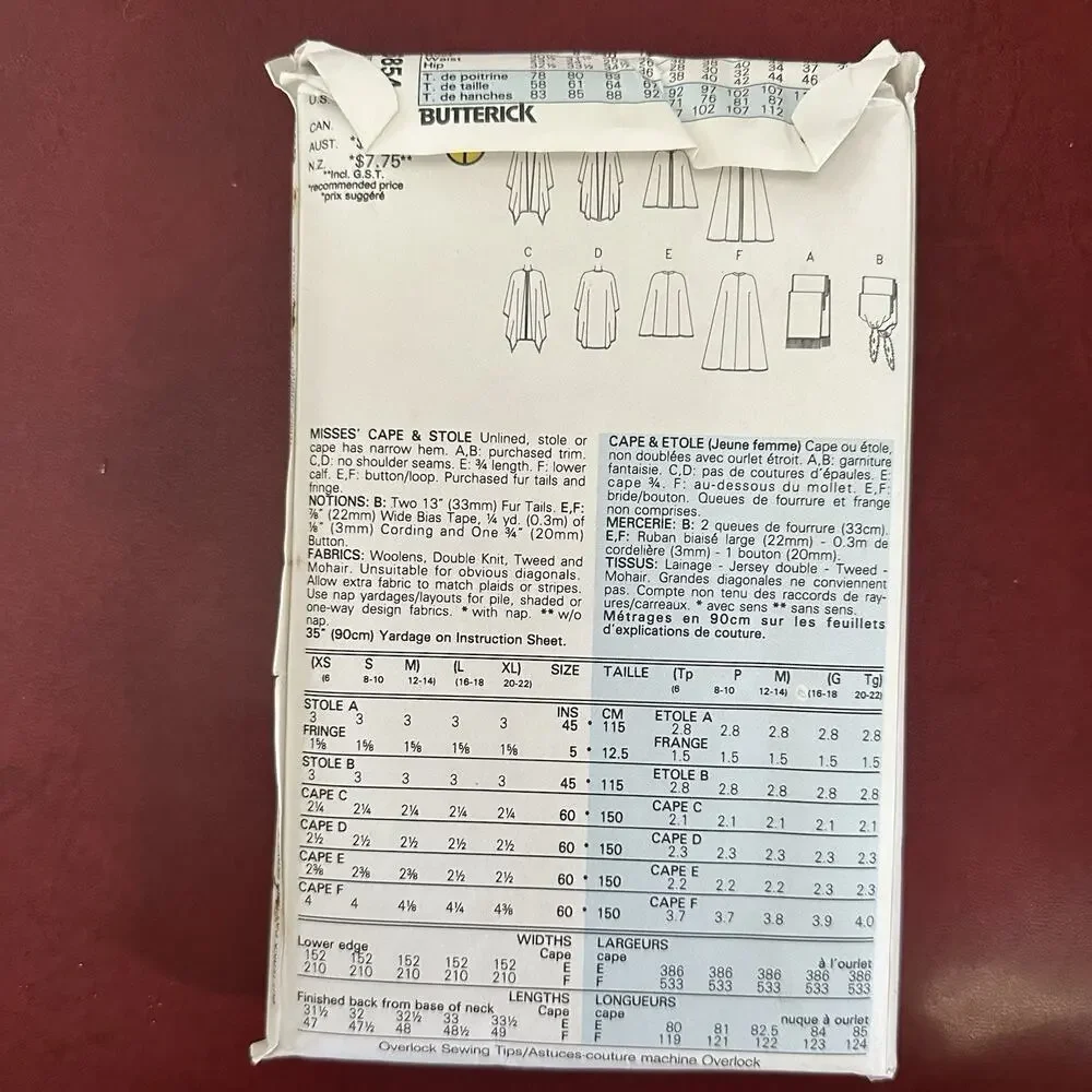 Butterick product uncut
